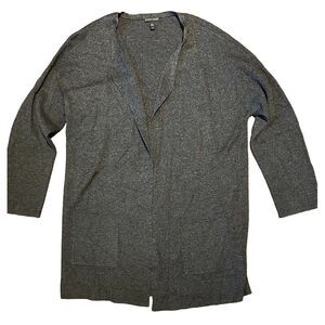 Eileen Fisher Cardigan Long‎ Tencel Wool Open Lagenlook Sweater Sz Large